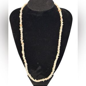 Vintage Polynesian Sea Shell Coral Necklace Light Peach Surfer Hawaii